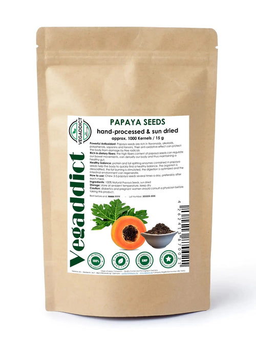 100% Natural Sun Dried Papaya Seeds | High Papain & Carpain Content | No Additives | Vegan | Laboratory Tested | Gluten & Lactose Free | Ethycally sourced | (approx 1000 seeds) - Yahko Merchandise