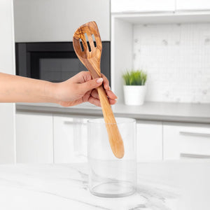 11.8" (30cm) Olive Wood Slotted Spatula, Handmade - Yahko Merchandise