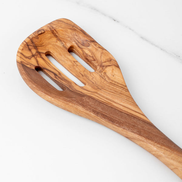 11.8" (30cm) Olive Wood Slotted Spatula, Handmade - Yahko Merchandise