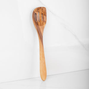 11.8" (30cm) Olive Wood Slotted Spatula, Handmade - Yahko Merchandise