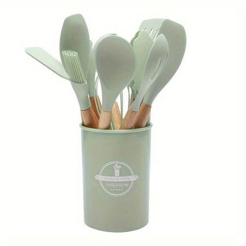 12Piece Grey Silicone Kitchen Utensil Set with Holder - Yahko Merchandise