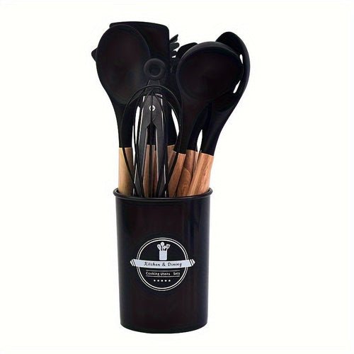 12Piece Grey Silicone Kitchen Utensil Set with Holder - Yahko Merchandise
