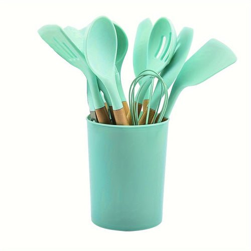 12Piece Grey Silicone Kitchen Utensil Set with Holder - Yahko Merchandise