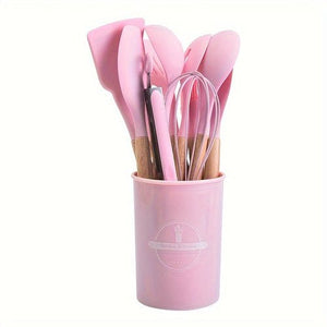 12Piece Grey Silicone Kitchen Utensil Set with Holder - Yahko Merchandise