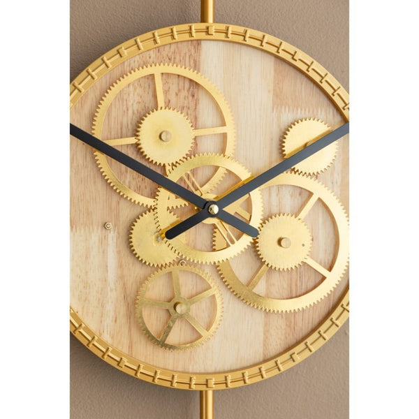 20" Novelty Gold Metal and Glass Analog Exposed Gear Wall Clock - Yahko Merchandise