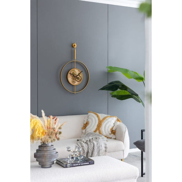 20" Novelty Gold Metal and Glass Analog Exposed Gear Wall Clock - Yahko Merchandise