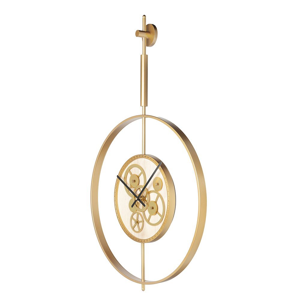 20" Novelty Gold Metal and Glass Analog Exposed Gear Wall Clock - Yahko Merchandise