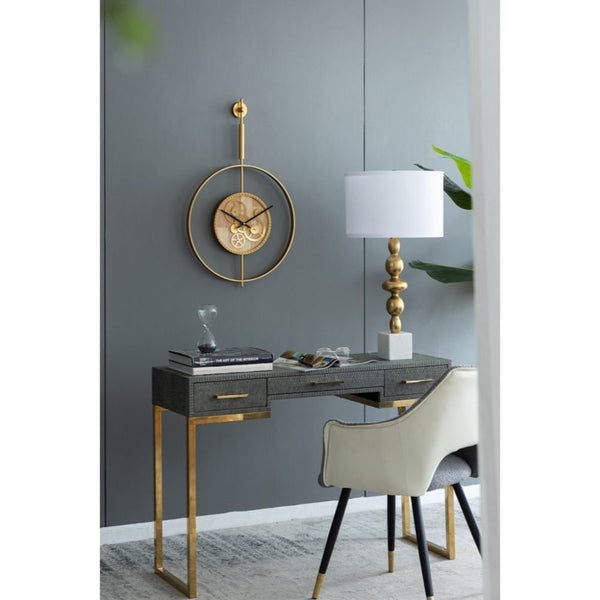 20" Novelty Gold Metal and Glass Analog Exposed Gear Wall Clock - Yahko Merchandise