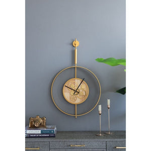 20" Novelty Gold Metal and Glass Analog Exposed Gear Wall Clock - Yahko Merchandise