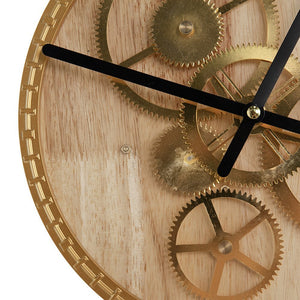 20" Novelty Gold Metal and Glass Analog Exposed Gear Wall Clock - Yahko Merchandise