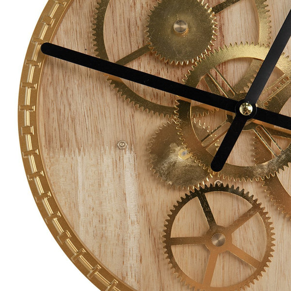 20" Novelty Gold Metal and Glass Analog Exposed Gear Wall Clock - Yahko Merchandise