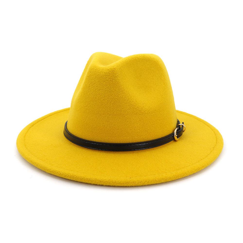 2020 Wide Brim Fedoras Men Wool Felt Hats Khaki Casual Jazz Hat Women - Yahko Merchandise