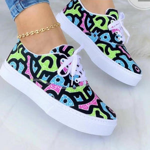 2022 Fashion Graffiti Women Sneakers Trainers Shoes - Yahko Merchandise