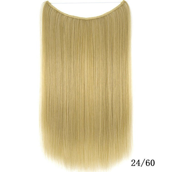22 inches Invisible Wire No Clips in Hair Extensions Secret Fish Line Hairpieces Silky Straight Synthetic - Yahko Merchandise