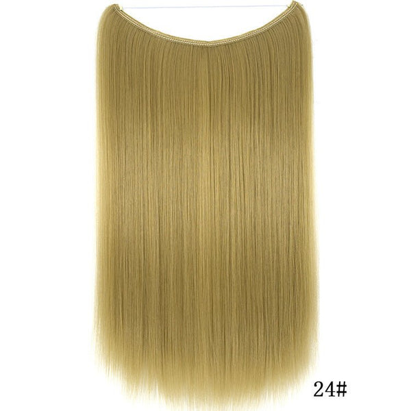 22 inches Invisible Wire No Clips in Hair Extensions Secret Fish Line Hairpieces Silky Straight Synthetic - Yahko Merchandise