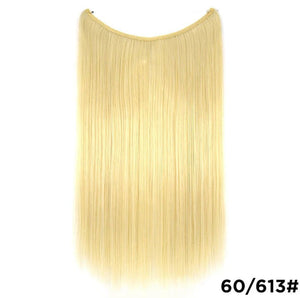 22 inches Invisible Wire No Clips in Hair Extensions Secret Fish Line Hairpieces Silky Straight Synthetic - Yahko Merchandise