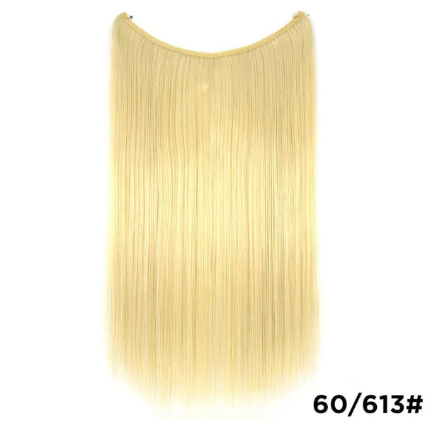 22 inches Invisible Wire No Clips in Hair Extensions Secret Fish Line Hairpieces Silky Straight Synthetic - Yahko Merchandise