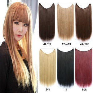 22 inches Invisible Wire No Clips in Hair Extensions Secret Fish Line Hairpieces Silky Straight Synthetic - Yahko Merchandise