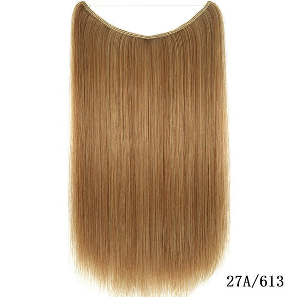22 inches Invisible Wire No Clips in Hair Extensions Secret Fish Line Hairpieces Silky Straight Synthetic - Yahko Merchandise