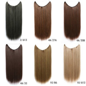 22 inches Invisible Wire No Clips in Hair Extensions Secret Fish Line Hairpieces Silky Straight Synthetic - Yahko Merchandise