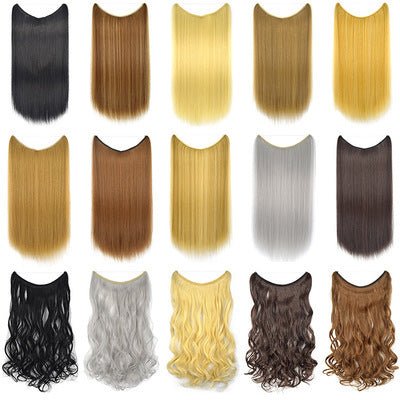 22 inches Invisible Wire No Clips in Hair Extensions Secret Fish Line Hairpieces Silky Straight Synthetic - Yahko Merchandise