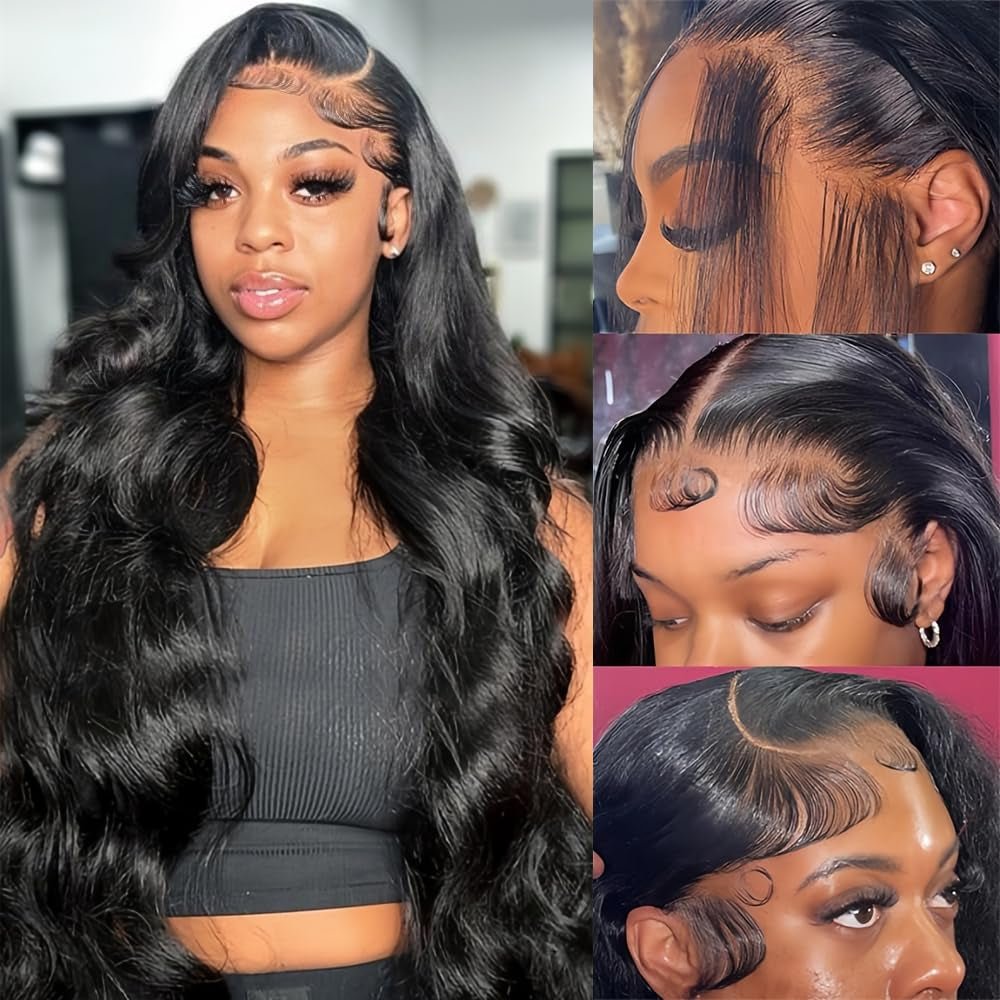 28 Inch 13X6 Lace Front Wigs Human Hair Body Wave Wig HD Lace Front Wigs Human Hair Glueless Wigs Human Hair Pre Plucked HD Transparent Lace Wigs for Black Women Frontal Wigs Human Hair - Yahko Merchandise