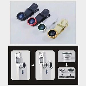 3 - in - 1 Universal Clip on Smartphone Camera Lens - 6 Colors - Yahko Merchandise