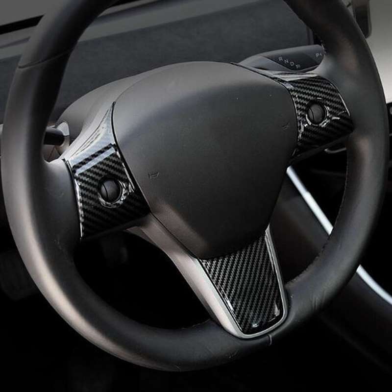 3 Pcs Set Car Steering Wheel Decoration For Tesla Model 3 With Logo - Yahko Merchandise
