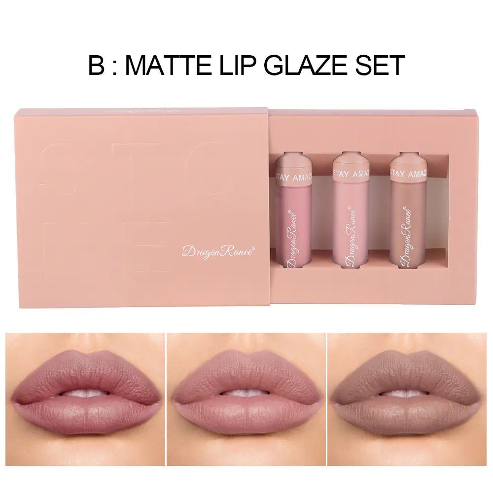 3 - Piece Matte Lip Gloss Set - Non - Stick to Cup - Yahko Merchandise