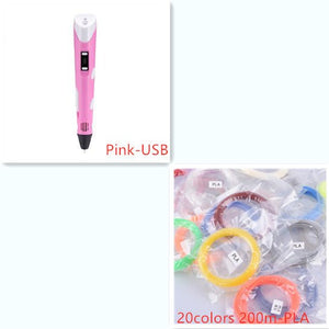 3D print pen 3D pen two generation graffiti 3D stereoscopic paintbrush children puzzle painting toys - Yahko Merchandise