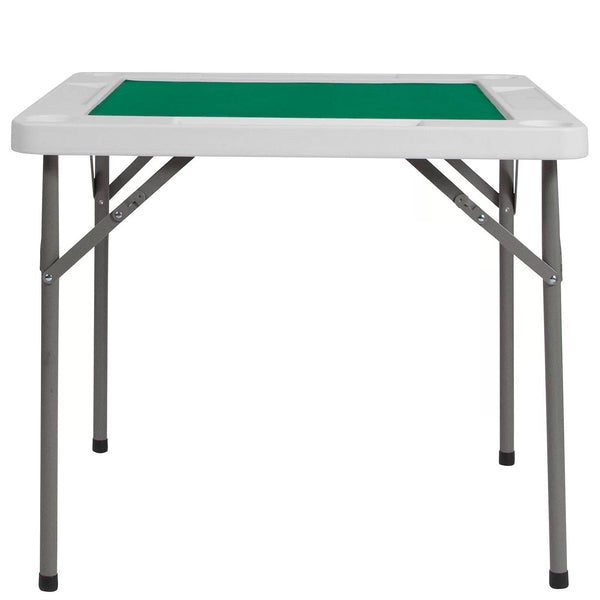4 - Player Square Folding Card Game Poker Table w/ Green Felt Top and - Yahko Merchandise