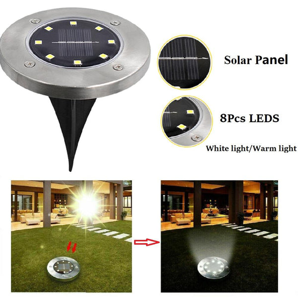 4/8 LEDs Solar Powered Buried Light Outdoor Pathway Garden Decking - Yahko Merchandise