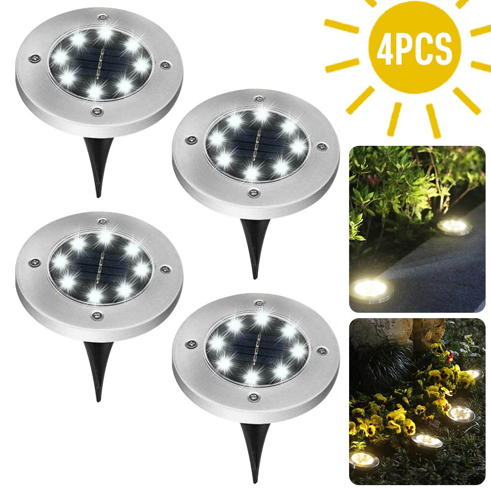4/8 LEDs Solar Powered Buried Light Outdoor Pathway Garden Decking - Yahko Merchandise
