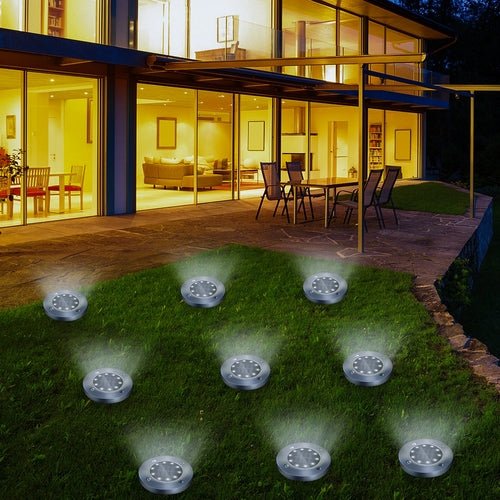4/8 LEDs Solar Powered Buried Light Outdoor Pathway Garden Decking - Yahko Merchandise
