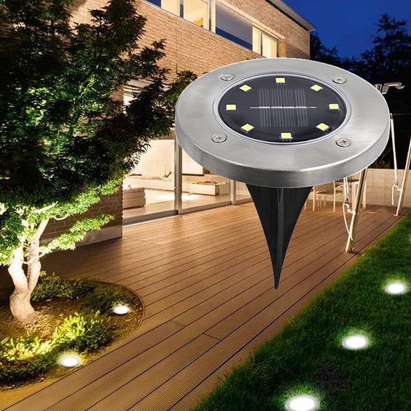 4/8 LEDs Solar Powered Buried Light Outdoor Pathway Garden Decking - Yahko Merchandise