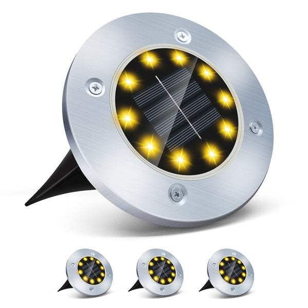 4/8 LEDs Solar Powered Buried Light Outdoor Pathway Garden Decking - Yahko Merchandise