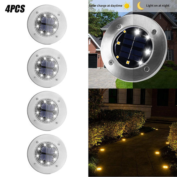 4/8 LEDs Solar Powered Buried Light Outdoor Pathway Garden Decking - Yahko Merchandise
