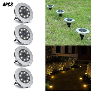 4/8 LEDs Solar Powered Buried Light Outdoor Pathway Garden Decking - Yahko Merchandise