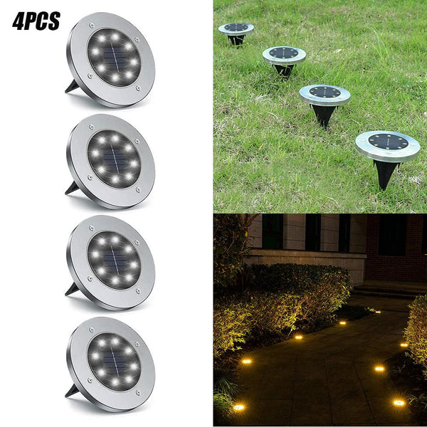 4/8 LEDs Solar Powered Buried Light Outdoor Pathway Garden Decking - Yahko Merchandise
