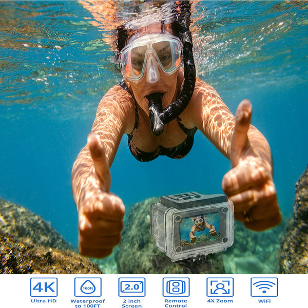 4K Waterproof All Digital UHD WiFi Camera + RF Remote And Accessories - Yahko Merchandise