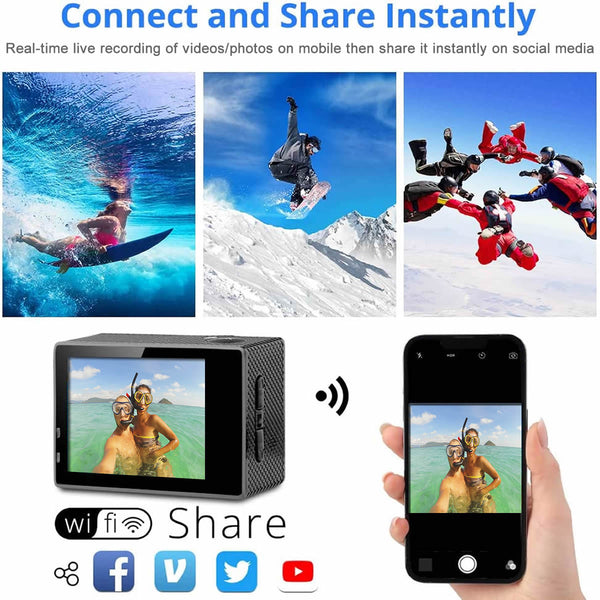 4K Waterproof All Digital UHD WiFi Camera + RF Remote And Accessories - Yahko Merchandise