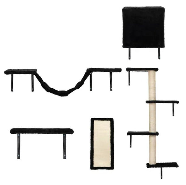 5 Pcs Wall Mounted Cat Climber Set Floating Cat Shelves And Perches Cat Activity Tree With Scratching Posts Modern Cat Furniture - Yahko Merchandise