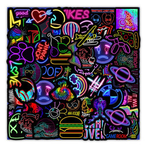 50 New Neon Stickers Car Trunk Phone Water Cup Decoration Stickers - Yahko Merchandise