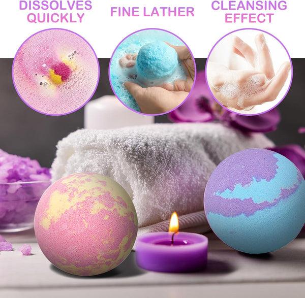 6PCS Bath Bombs,Cleansing Moisturizing Skin Bubble Bath Bombs,Handmade SPA Bath Bomb for Bubble Spa Bath Body Care,Bath Bomb Set for Mother,Girlfriend,Wife - Yahko Merchandise