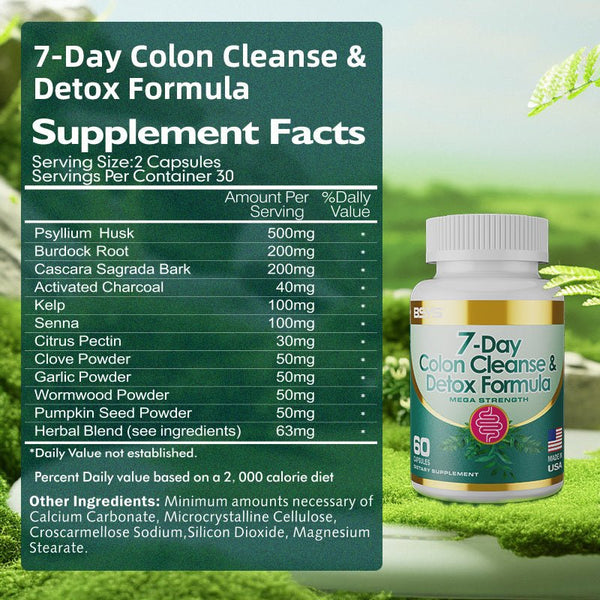 7 - Day Colon Cleanse & Detox Formula Capsulese - Yahko Merchandise