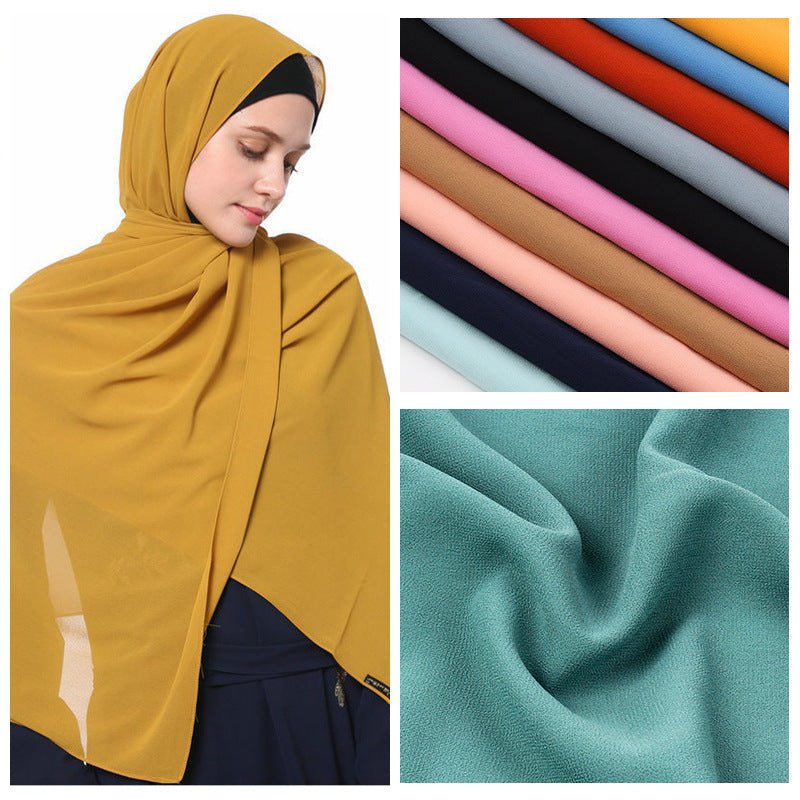 70x180cmMonochrome Pearl Chiffon Hijab Scarf - Yahko Merchandise