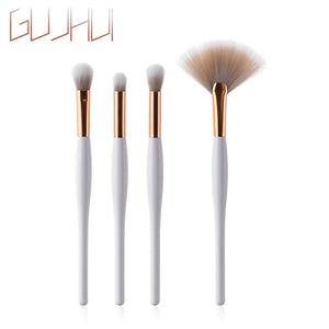 8 - Piece Makeup Brush Set with Black Handle and Silver Tubes - Yahko Merchandise