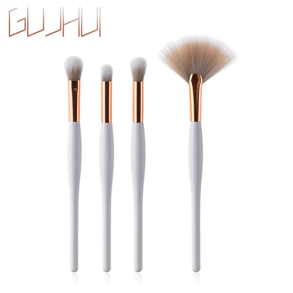 8 - Piece Makeup Brush Set with Black Handle and Silver Tubes - Yahko Merchandise