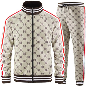 Aeeleire Track Suits for Men Set Plaid Tracksuit Mens Sweatsuits 2 Piece Sport Jogger Sweat Suits Clothes Jogging Outfits Khaki JM - A05 - S - Yahko Merchandise