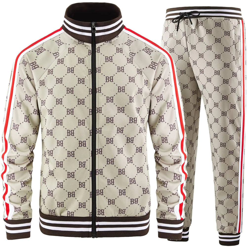 Aeeleire Track Suits for Men Set Plaid Tracksuit Mens Sweatsuits 2 Piece Sport Jogger Sweat Suits Clothes Jogging Outfits Khaki JM - A05 - S - Yahko Merchandise